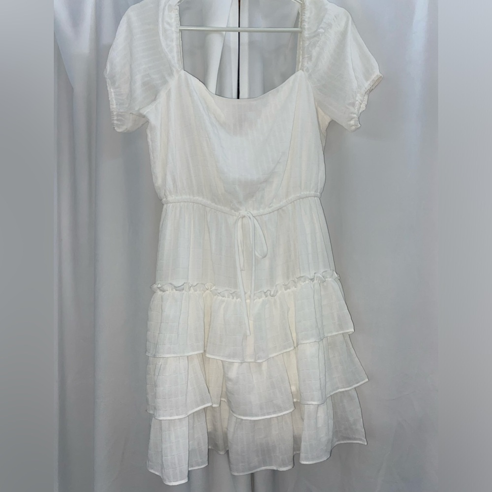 City Triangles Women’s White Casual Tiered Dress